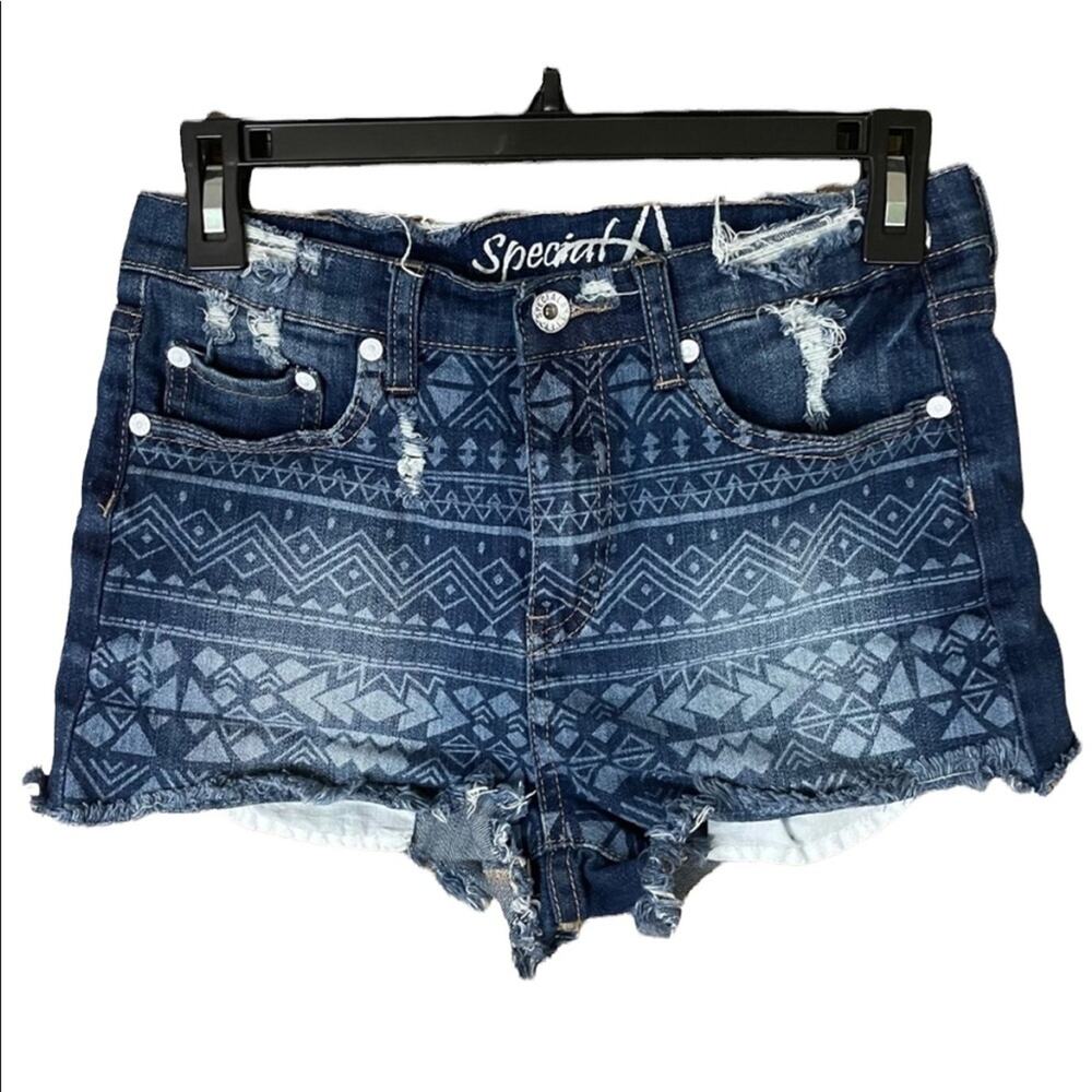 Special A Denim Shorts Distressed Frayed Hem Blue Jean Size Medium